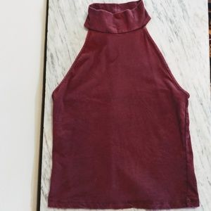 Crop Top Sleeveless Mock Neck